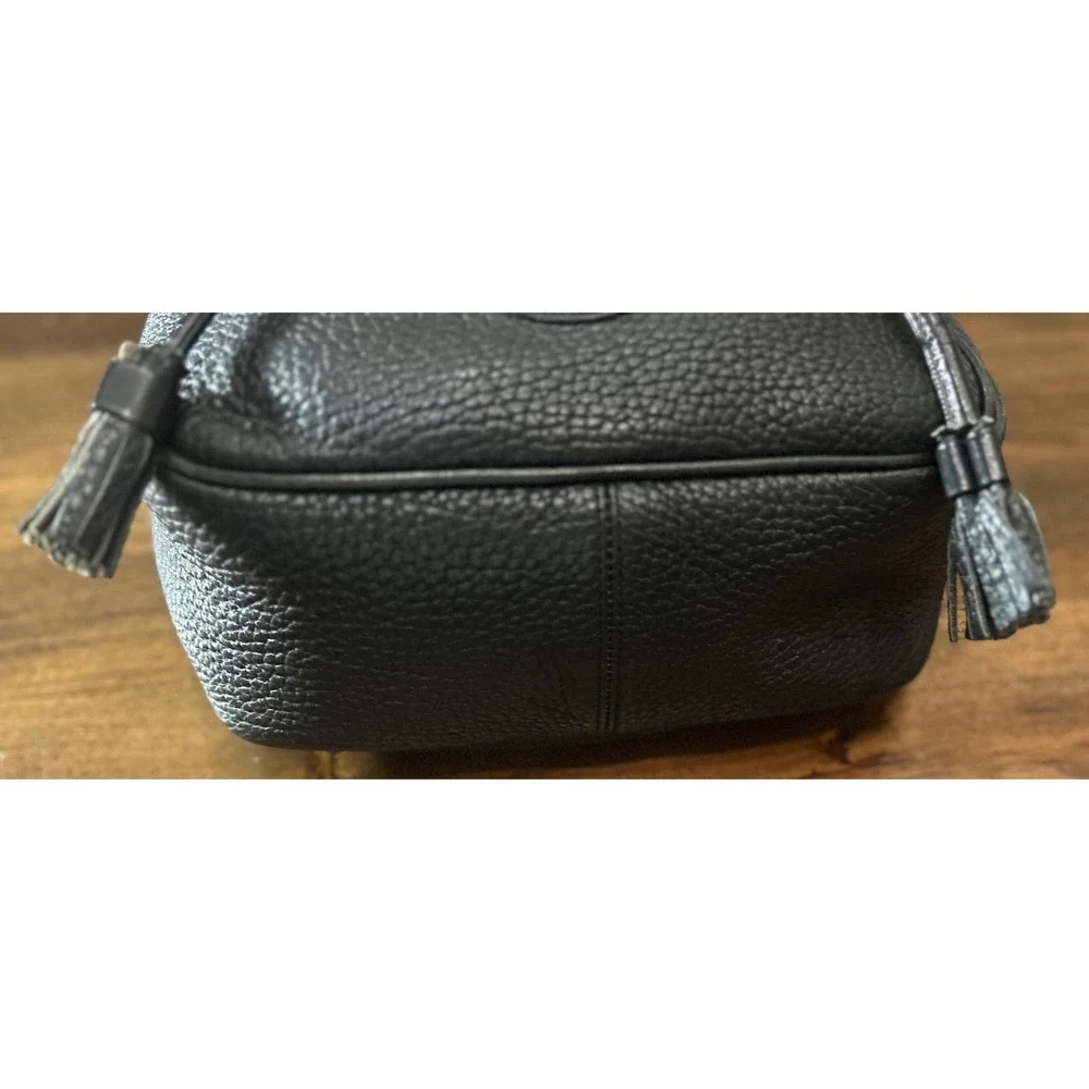 Vintage Dooney & Bourke Bucket Bag Black Pebbled Leather Tassel USA Classic